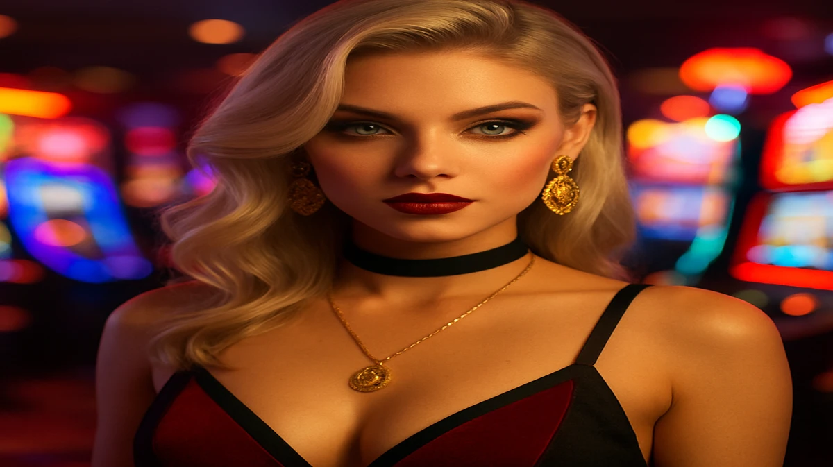 cb666 এর প্রাণবন্ত গেমিং প্ল্যাটফর্মে জটিল সাজ-সজ্জা ও অলংকারে ভরপুর একজন জাঁকালো নারী আকর্ষণীয় হাসি ছড়িয়ে দেন; পেছনের আর্কেড খেলার রঙিন আলোগুলো ধোঁয়াশা হয়ে ধরা পড়ে।